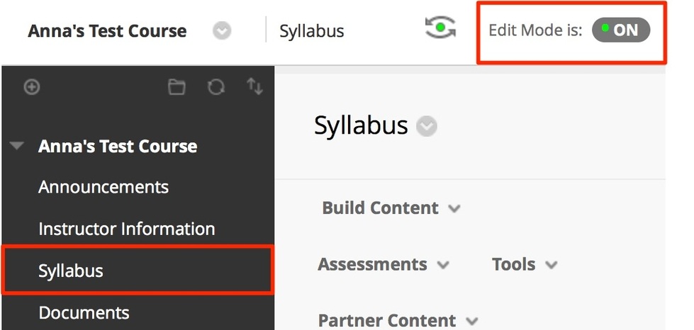 click on the syllabus content area